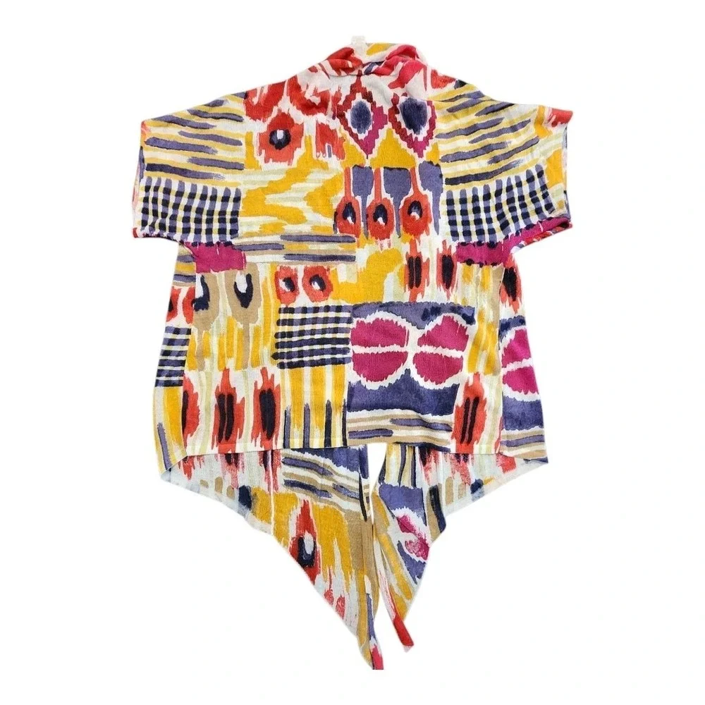 NWOT Chico's Western Multicolor‎ Front Ties Sweater/Cardigan Sz 2 Or Large Boho